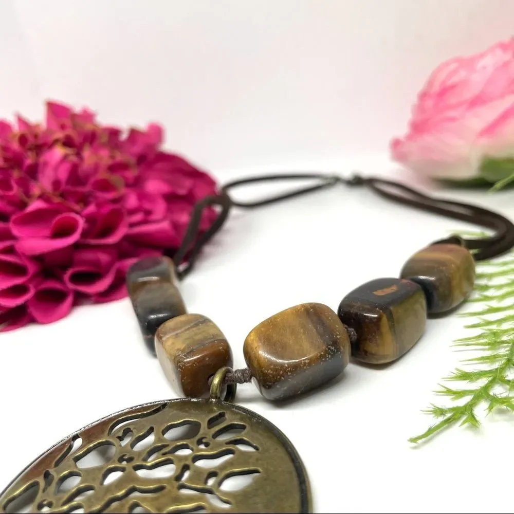 VINTAGE⚜️AVON Tiger’s Eye Gemstone Necklace